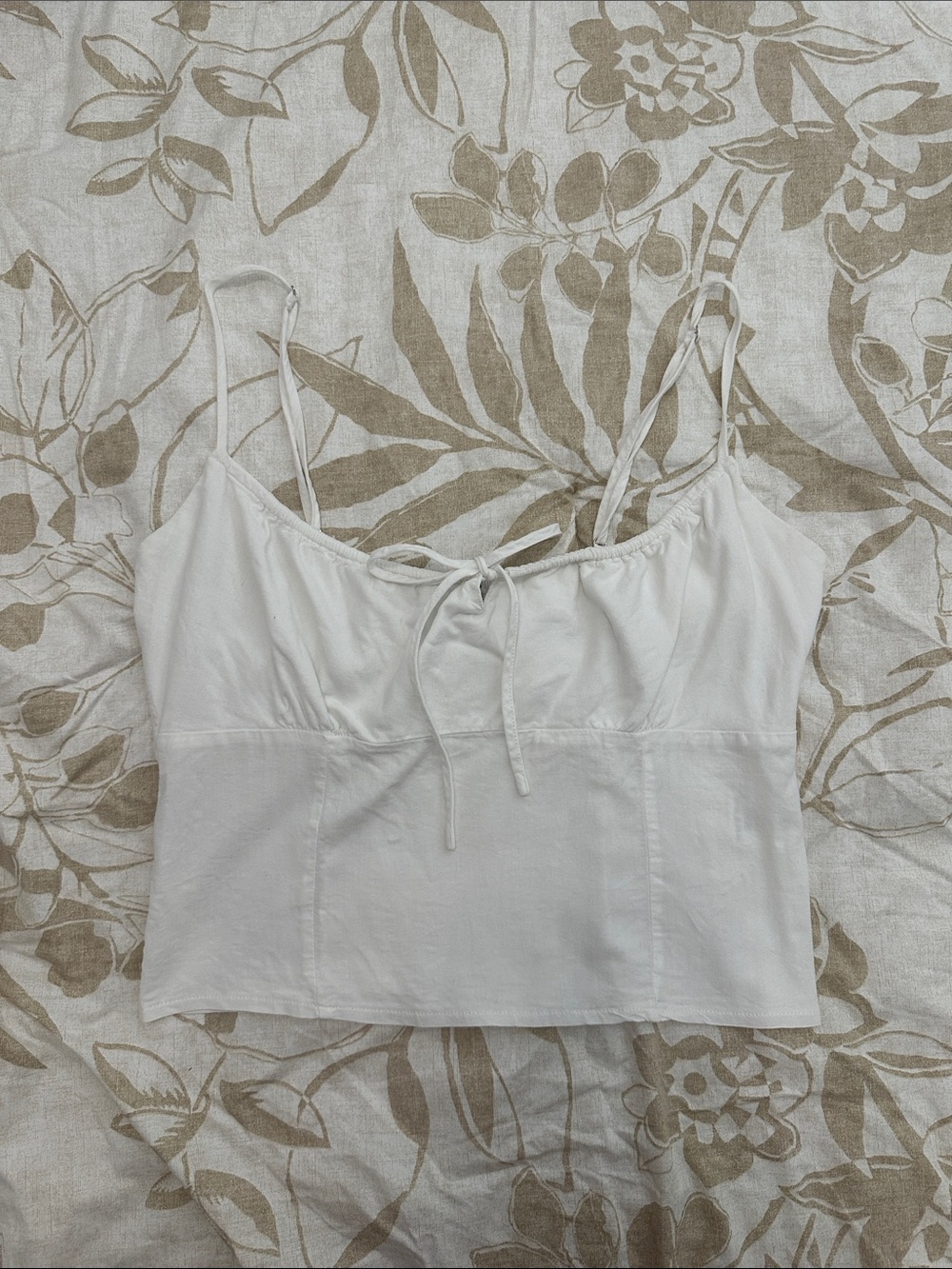 Brandy Melville White Tie-Front Cropped Cami Top